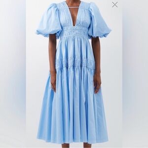 Aje Sky Blue Midi Dress with Puff Sleeves